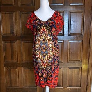 Anthropologie Maeve Women’s Red Medallion Mini Shift Dress Size XS Abstract